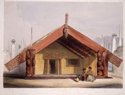 Rangihaeata's celebrated house on the island of Mana [1844]